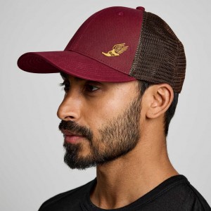 Férfi Saucony Adjustable Snap Back Trucker Sapka Piros | HUNGARY XZRWU