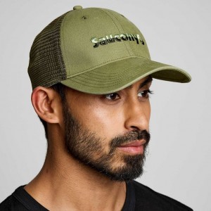 Férfi Saucony Adjustable Snap Back Trucker Sapka Olivazöld | HUNGARY MWKUJ