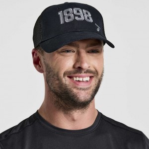 Férfi Saucony Adjustable Snap Back Trucker Sapka Fekete | HUNGARY PKUIN