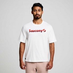 Férfi Saucony Recovery Rövid Sleeve Póló Fehér | HUNGARY SPCDY