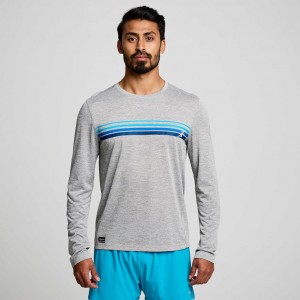 Férfi Saucony Stopwatch Graphic Long Sleeve Póló Világos Szürke | HUNGARY TYGCU