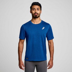 Férfi Saucony Stopwatch Graphic Rövid Sleeve Póló Sötétkék | HUNGARY JKFEI