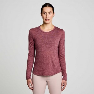 Női Saucony Peregrine Merino Long Sleeve Póló Piros | HUNGARY DVKJN