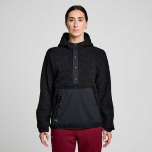 Női Saucony Recovery Sherpa Pullover Kapucnis Pulóver Fekete | HUNGARY VRKBZ