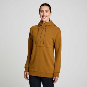 Női Saucony Recovery Zip Tunic Kapucnis Pulóver Barna | HUNGARY XEWSM