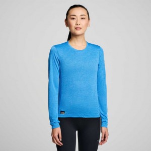 Női Saucony Stopwatch Long Sleeve Póló Kék | HUNGARY HRCQX