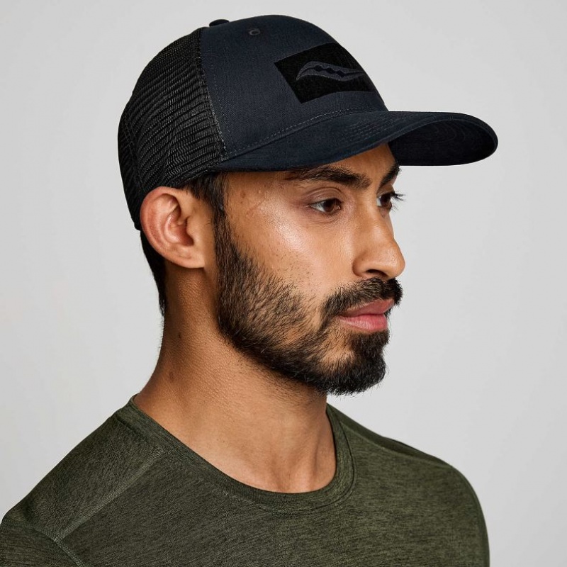 Férfi Saucony Adjustable Snap Back Trucker Sapka Fekete | HUNGARY PRHYA