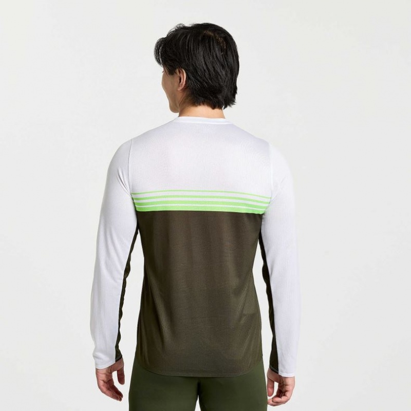 Férfi Saucony Elite Long Sleeve Póló Fehér Fekete | HUNGARY OQESL