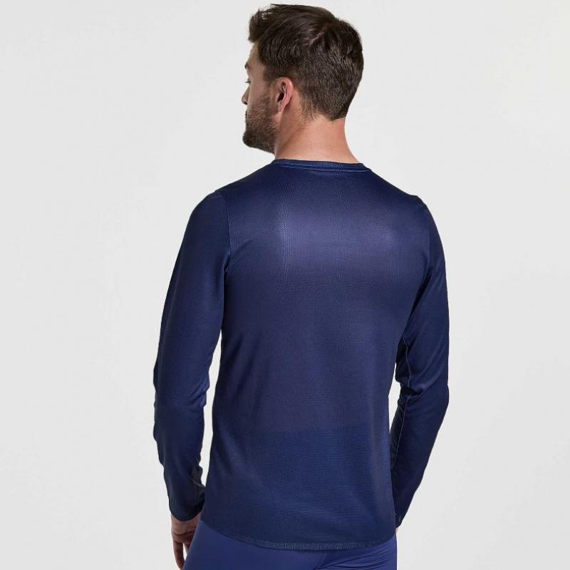 Férfi Saucony Elite Long Sleeve Póló Sötétkék | HUNGARY ARSKO