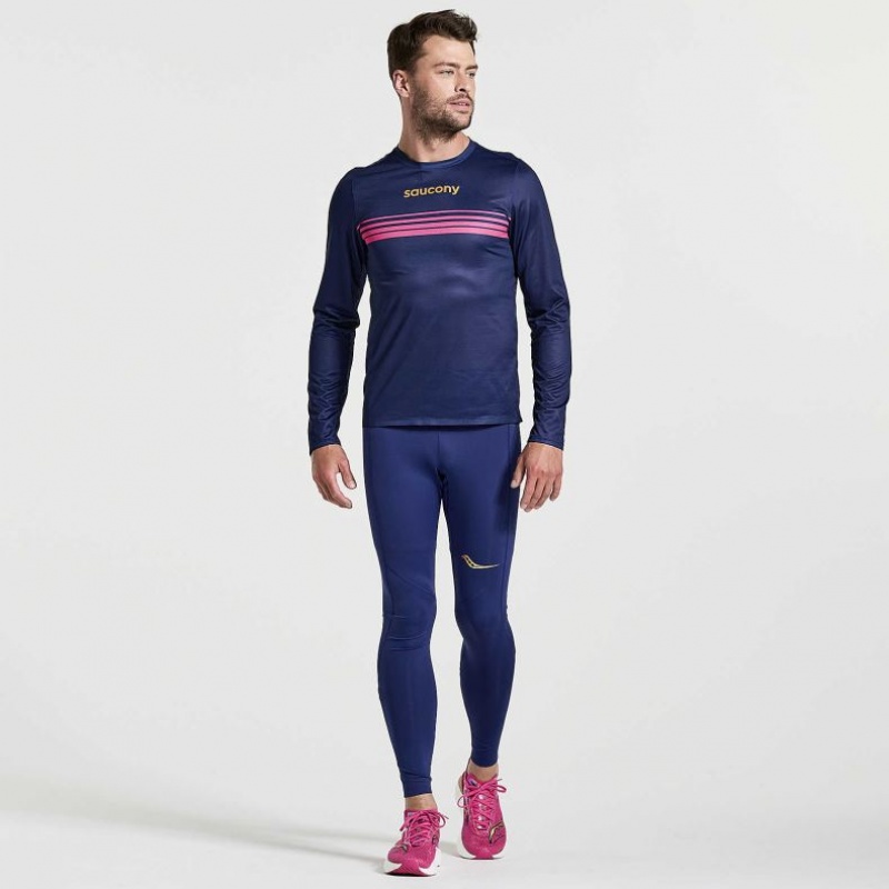 Férfi Saucony Elite Long Sleeve Póló Sötétkék | HUNGARY ARSKO