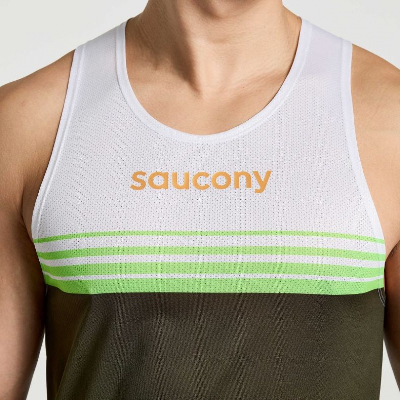 Férfi Saucony Elite Singlet Ujjatlan Póló Fehér Fekete | HUNGARY IWVSH