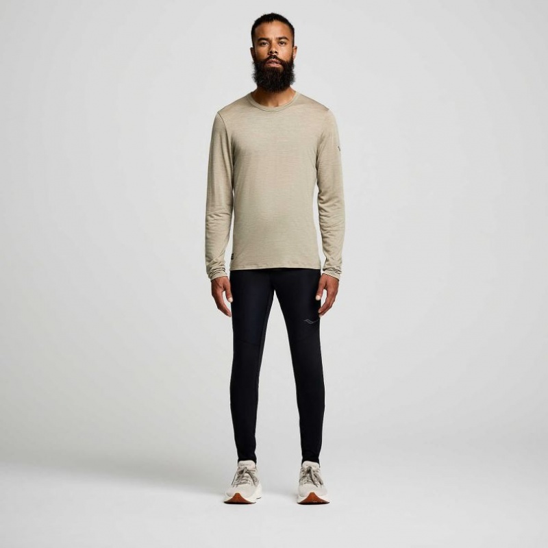 Férfi Saucony Peregrine Merino Long Sleeve Póló Olivazöld | HUNGARY QWVJP