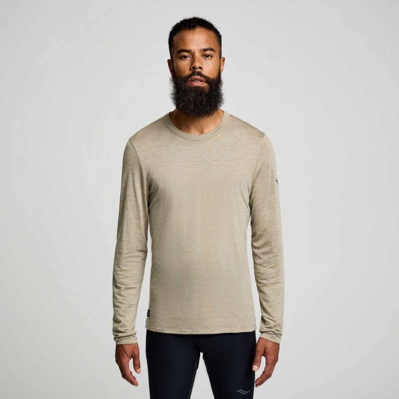 Férfi Saucony Peregrine Merino Long Sleeve Póló Olivazöld | HUNGARY QWVJP