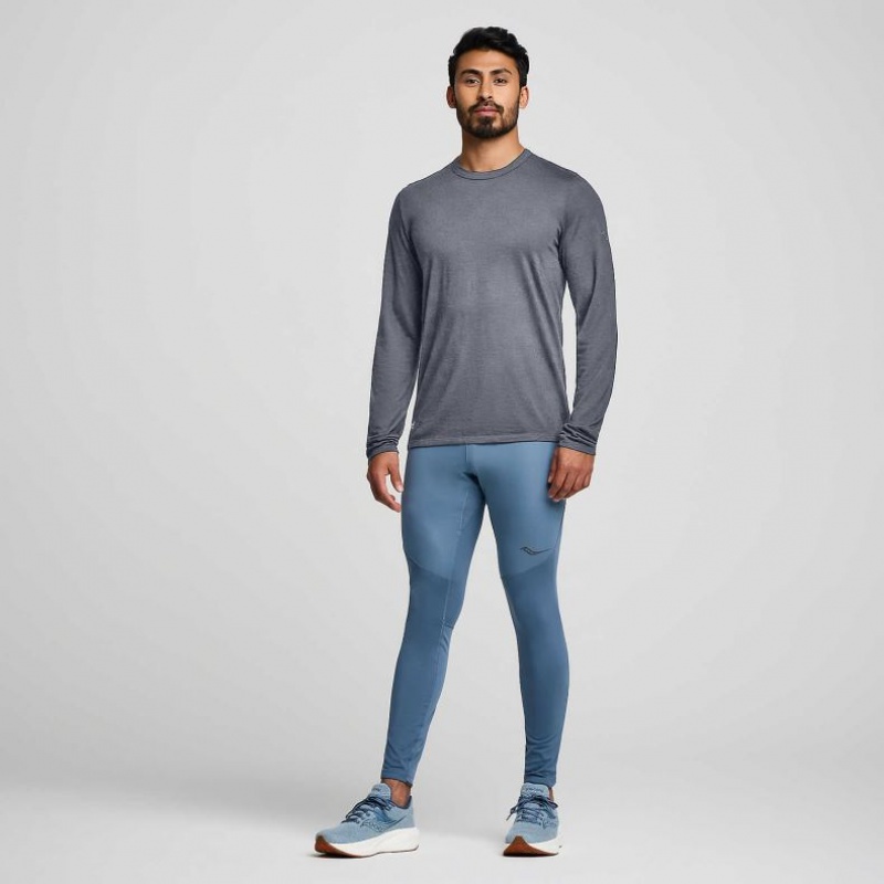 Férfi Saucony Peregrine Merino Long Sleeve Póló Szürke | HUNGARY MYKIZ