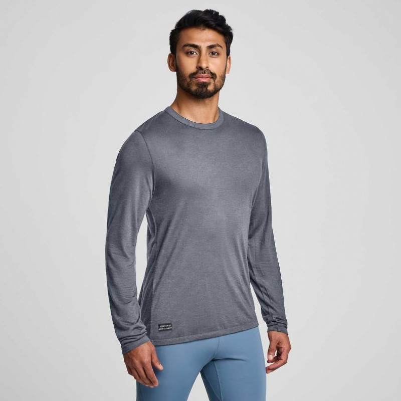 Férfi Saucony Peregrine Merino Long Sleeve Póló Szürke | HUNGARY MYKIZ