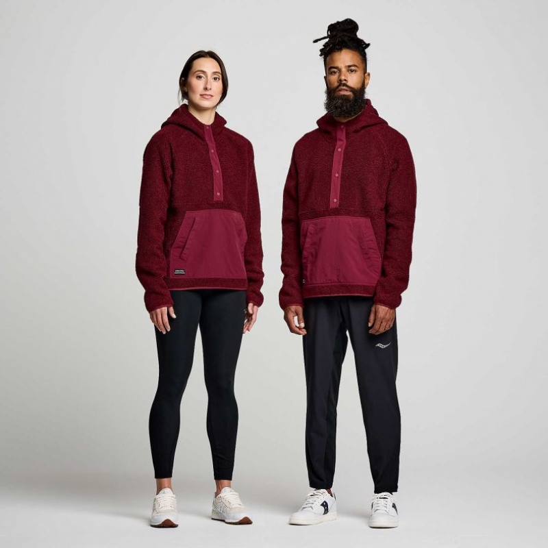 Férfi Saucony Recovery Sherpa Pullover Kapucnis Pulóver Bordó | HUNGARY GAKIN