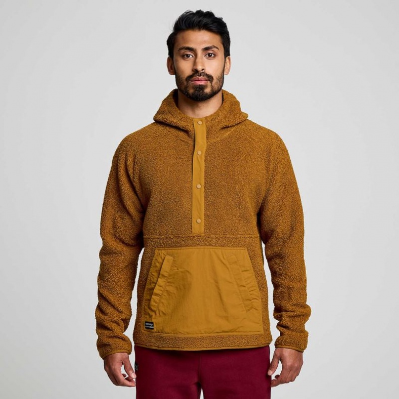 Férfi Saucony Recovery Sherpa Pullover Kapucnis Pulóver Barna | HUNGARY ZCUDR