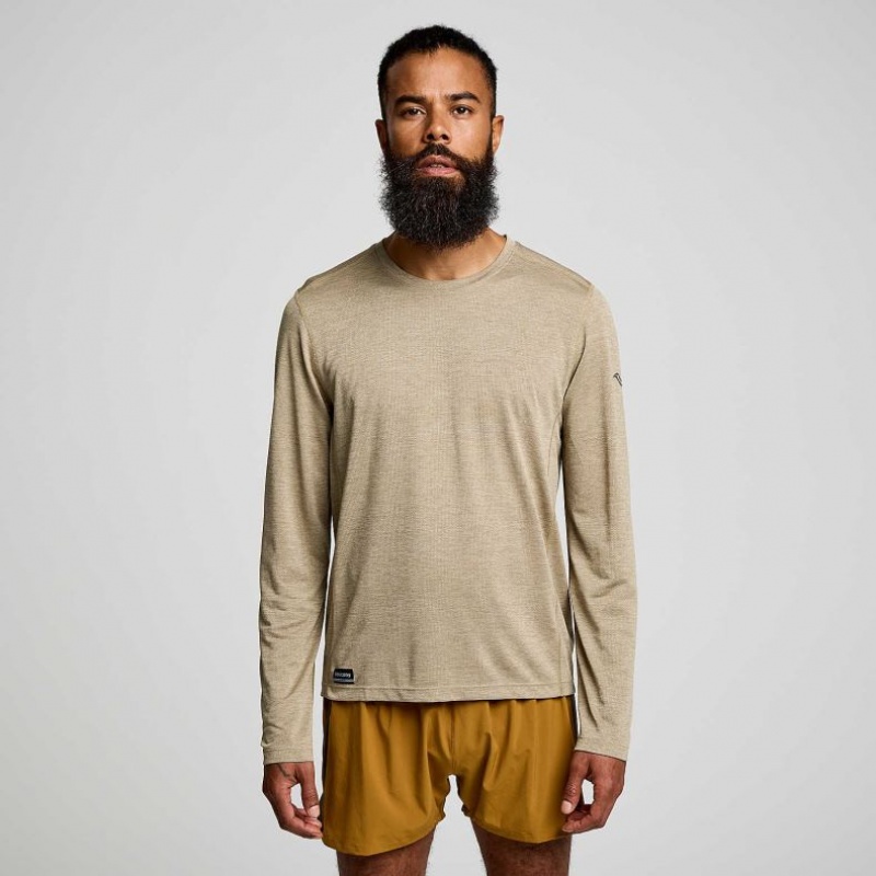 Férfi Saucony Stopwatch Long Sleeve Póló Khaki | HUNGARY VAUBE