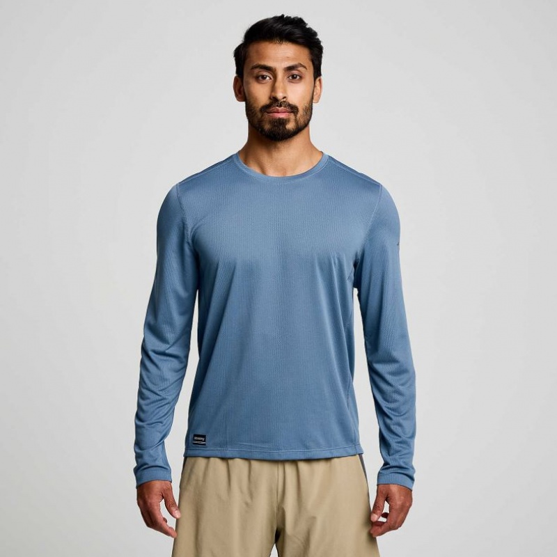 Férfi Saucony Stopwatch Long Sleeve Póló Kék | HUNGARY CGPLX