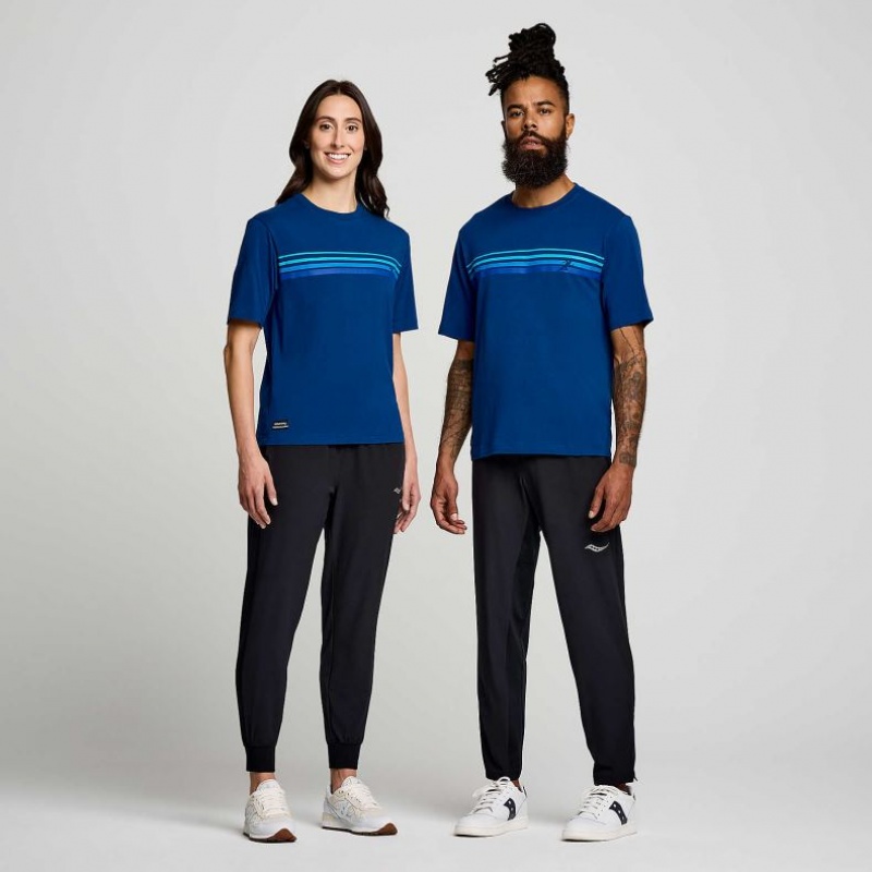 Női Saucony Recovery Rövid Sleeve Póló Sötétkék | HUNGARY TBCER