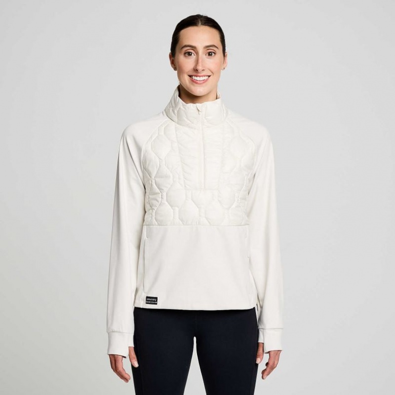 Női Saucony Solstice Oysterpuff 1/2 Zip Pulóver Fehér | HUNGARY SQRYH