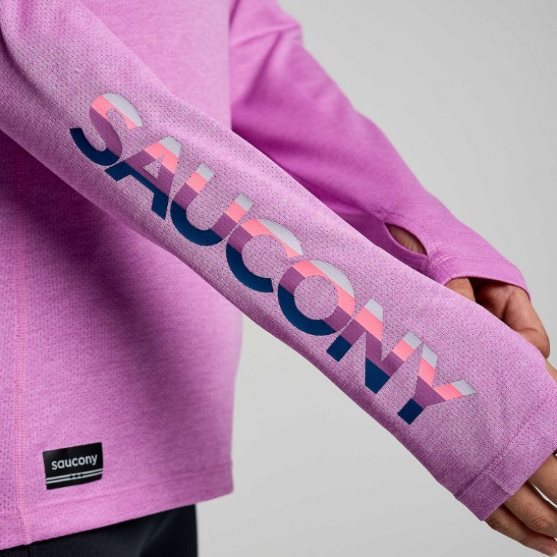 Női Saucony Stopwatch Graphic Long Sleeve Póló Lila | HUNGARY SUMGT