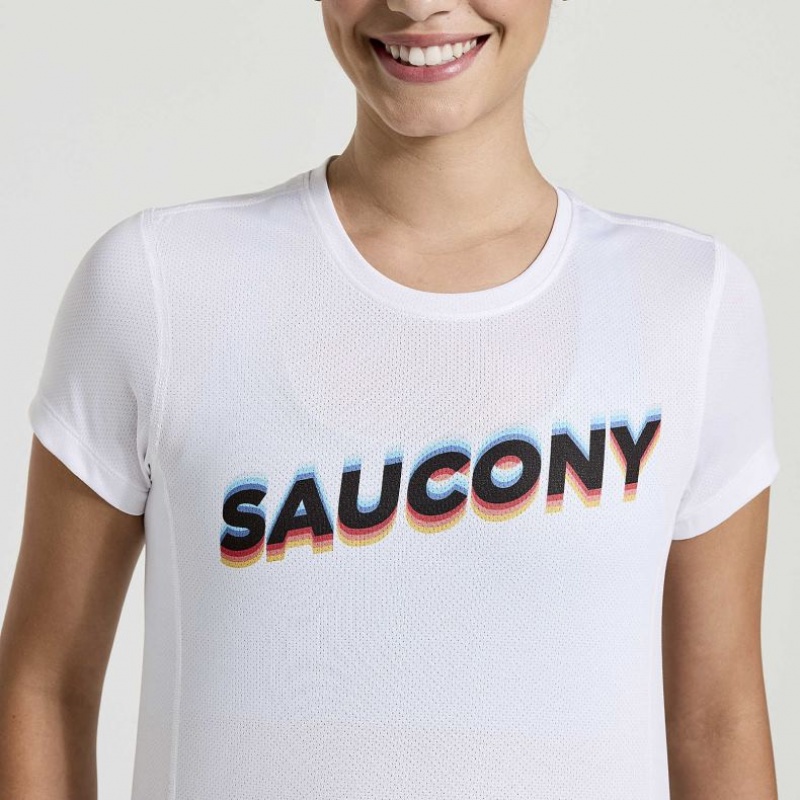 Női Saucony Stopwatch Graphic Rövid Sleeve Póló Fehér | HUNGARY LOQUD